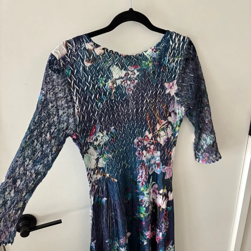 Komarov Like New Floral Lace Trim Midi Dress – Size M – Made in USA - Picture 4 of 10
